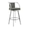 Armen Living Sandringham 30" Gray Faux Leather and Brushed Stainless Steel Swivel Bar Stool 721535762071 - alternate 1